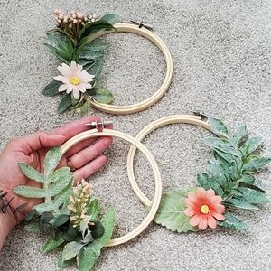 Set of 3 embroidery hoop floral wall decor baby room nursery